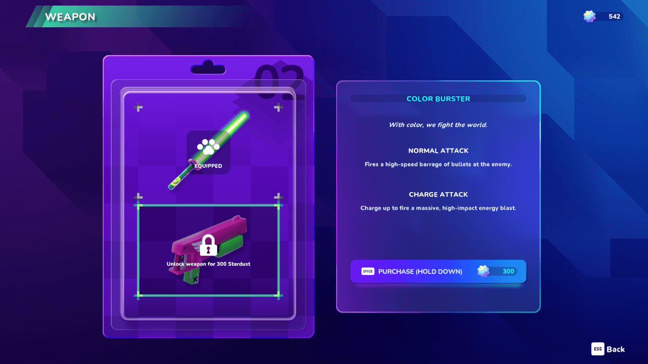 Weapon variety and upgrades